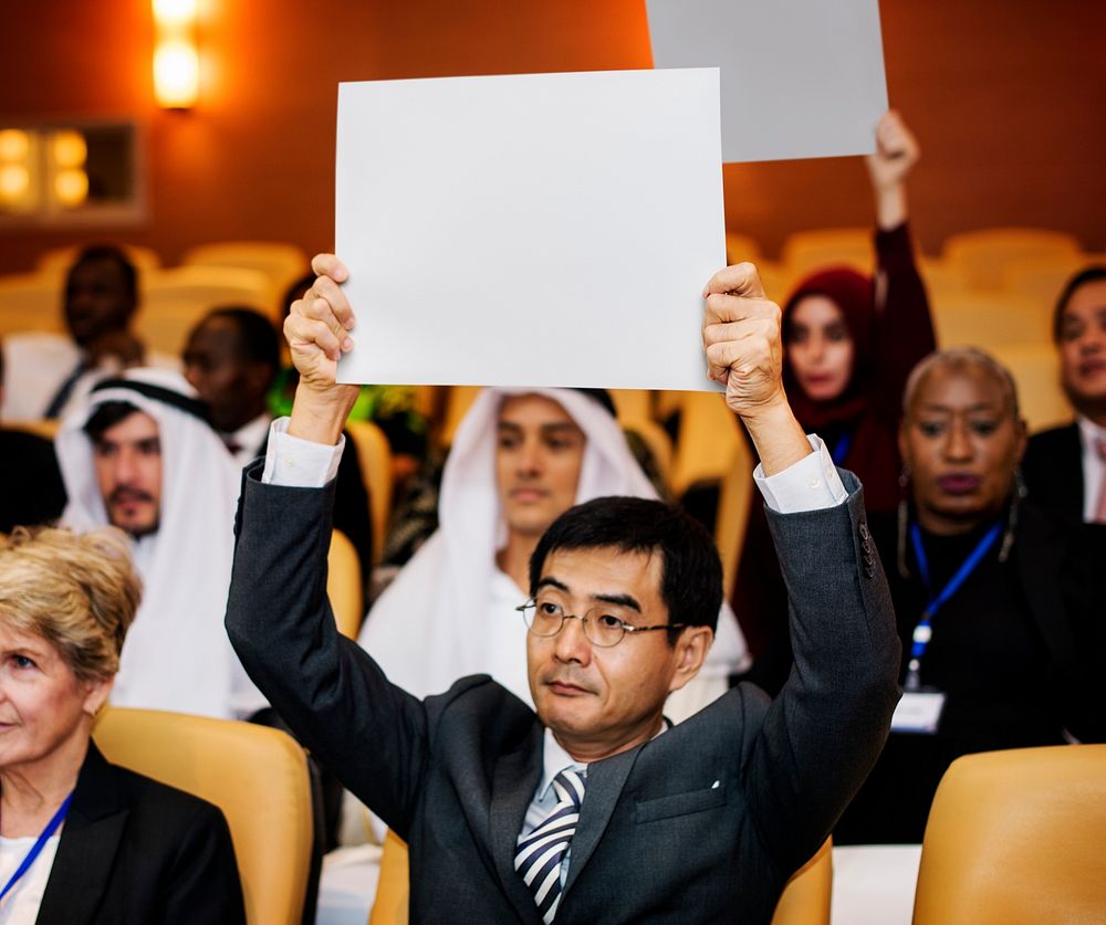 Diverse People Show Board Placard Copy Space