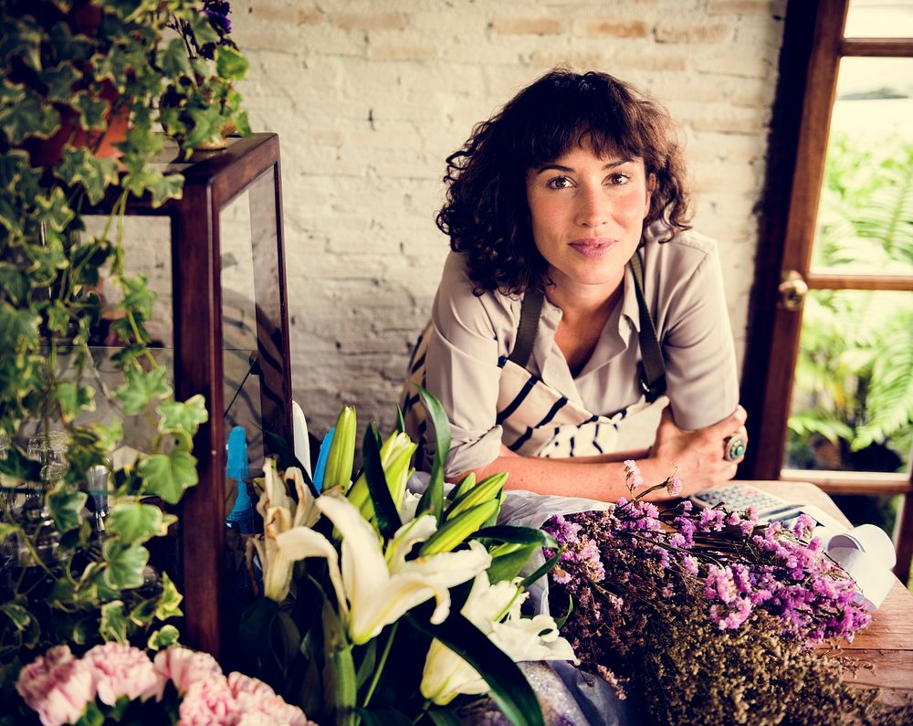 Adult Woman in Flower Shop Portrait