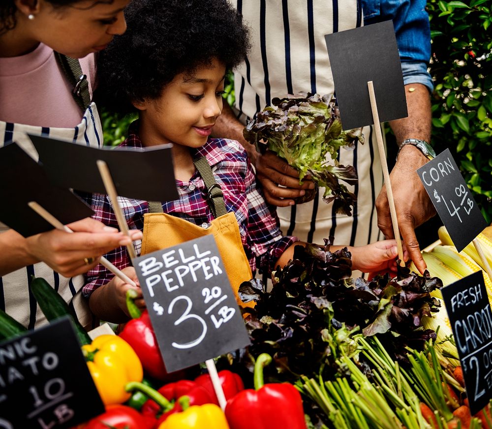 Little Boy Selling Vegetable at Market