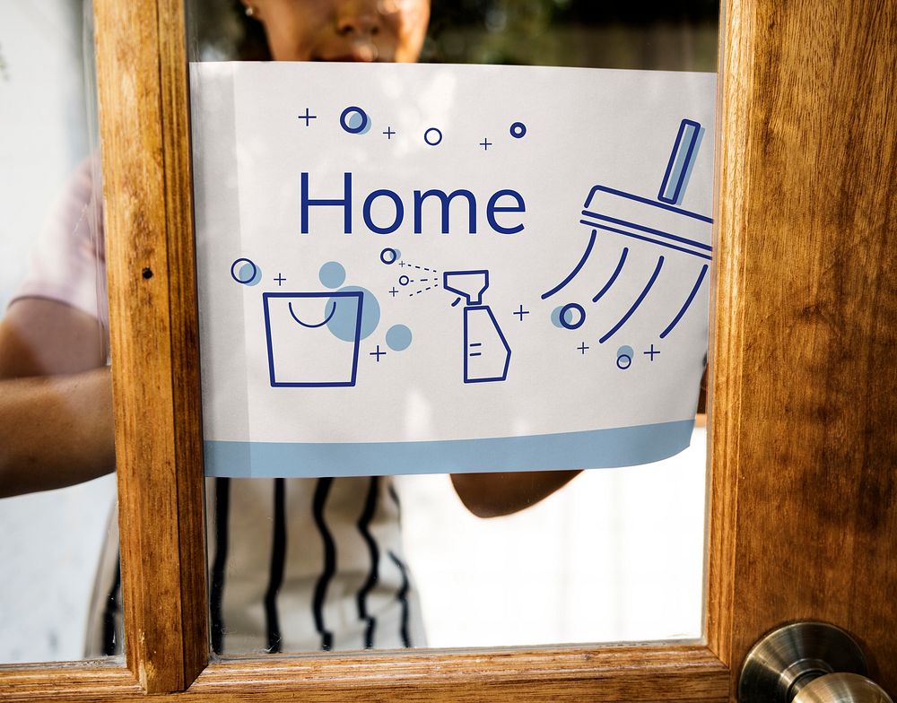 Illustration of home cleaning service on banner