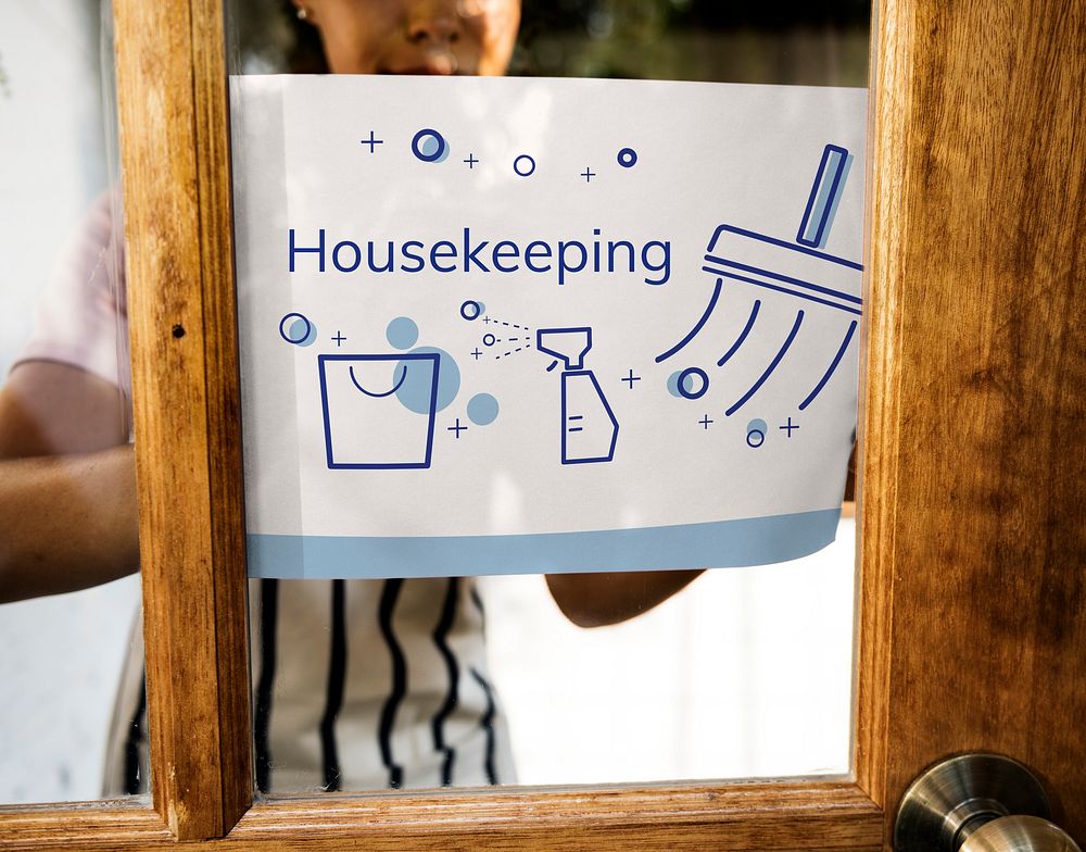 Illustration of home cleaning service on banner