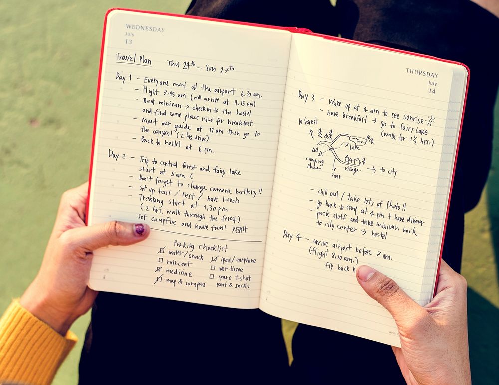 Hand Holding Reading Diary Notebook