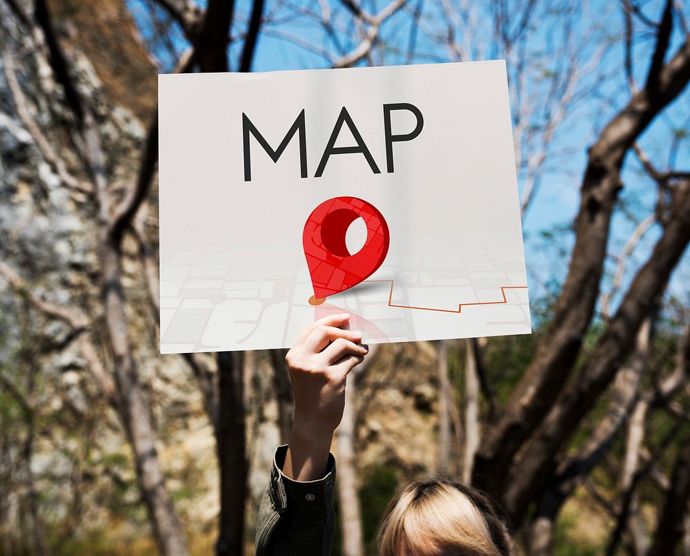 Showing Map Pin Location Direction Position Graphic