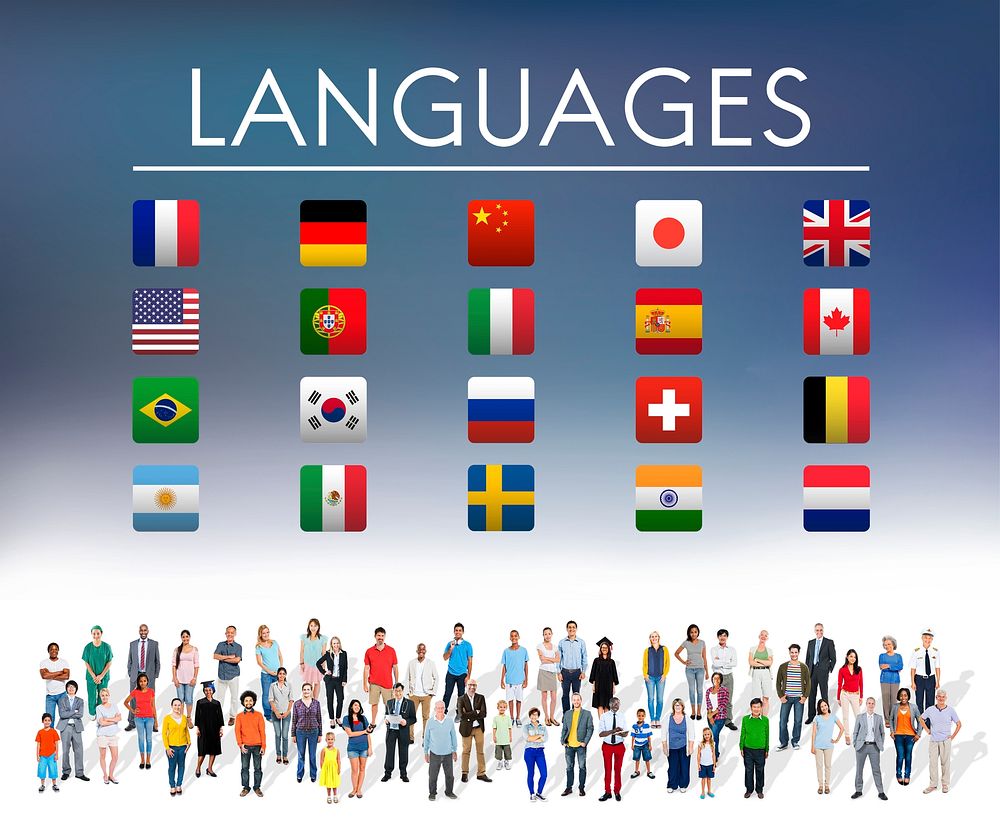 International Languages Flag Display Concept