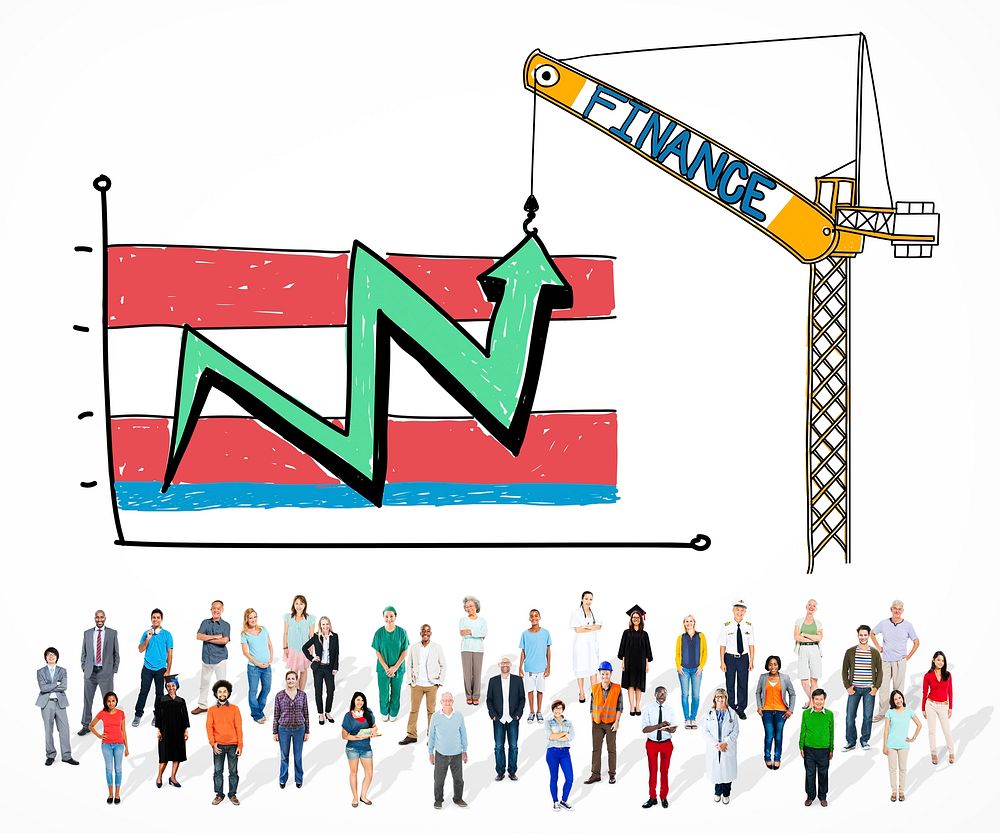 Finance Money Market Sketch Drawing Crane Concept