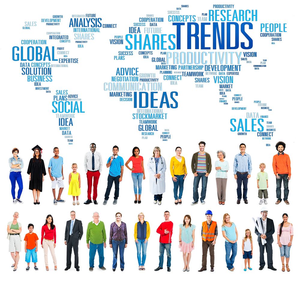Global Shares Trends Ideas Sales Solution Expertise Concept
