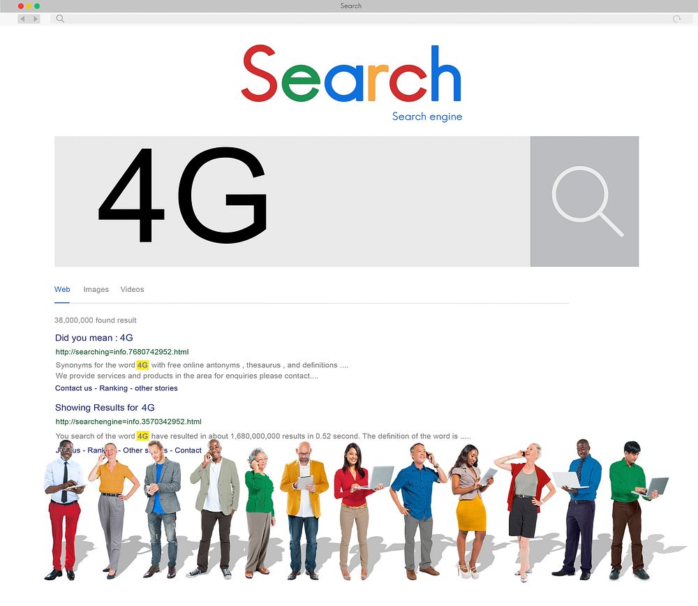 4G Technology Word Searching Discover Concept