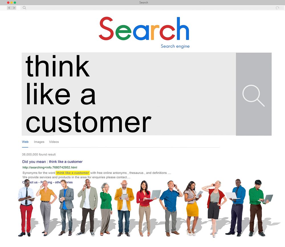 Think Like a Customer Satisfaction Service Marketing Concept