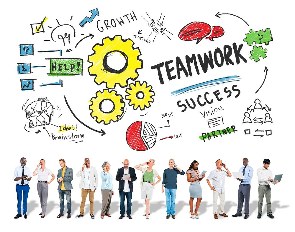 Teamwork Team Together Collaboration Business People Technology Concept