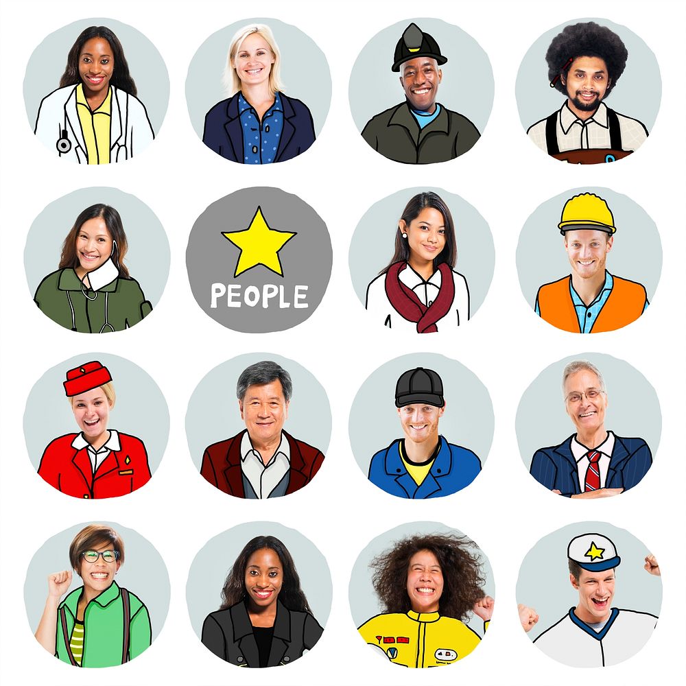Portraits of DIverse People with Different Jobs