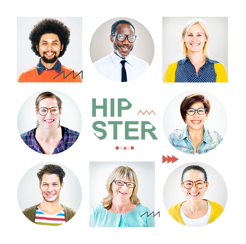 Portrait of Multiethnic Colorful Cheerful Hipsters