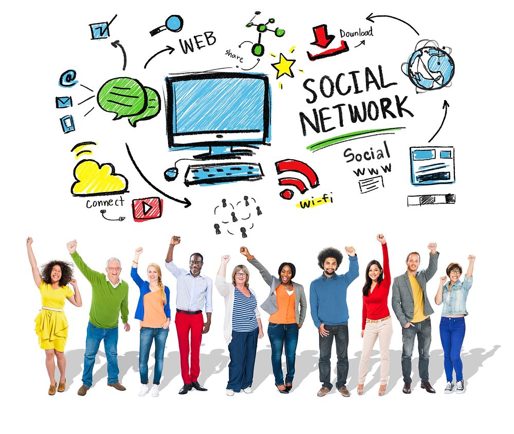 Social Network Social Media Diversity People Celebration Concept