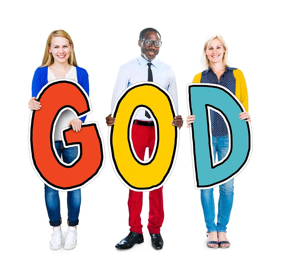 Group of People Holding the word God