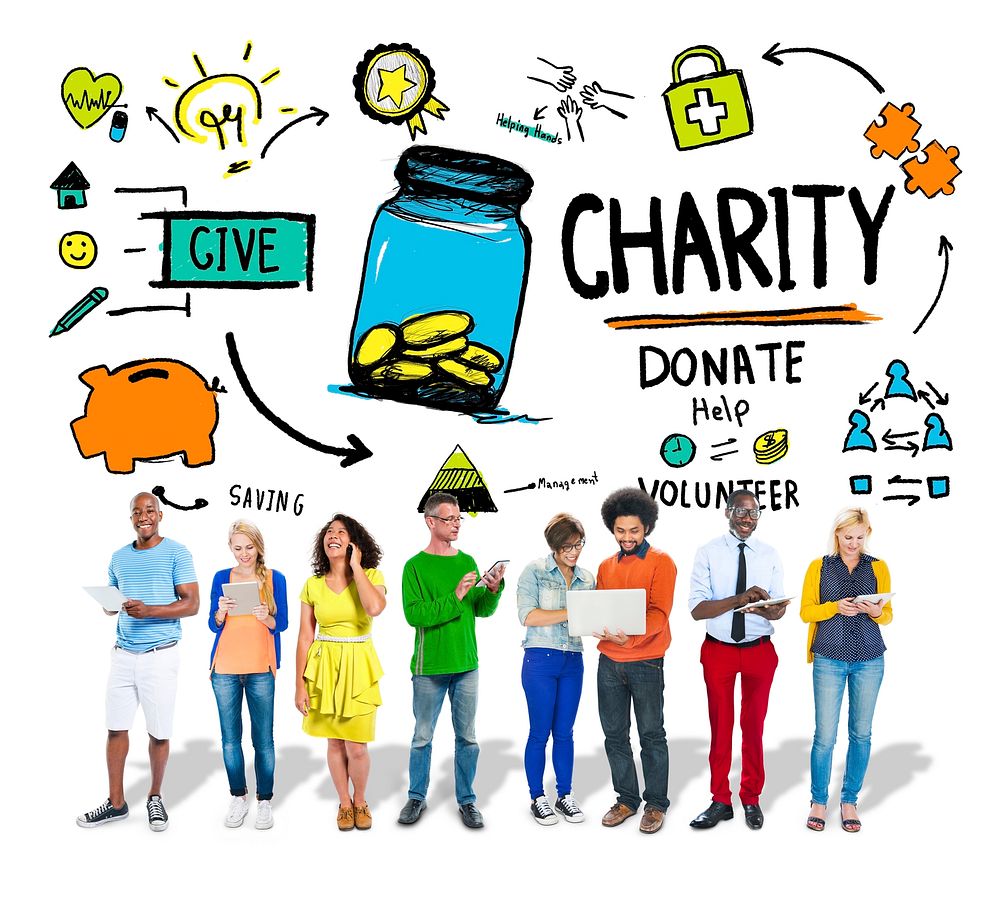 People Digital Devices Give Help Donate Charity Concept