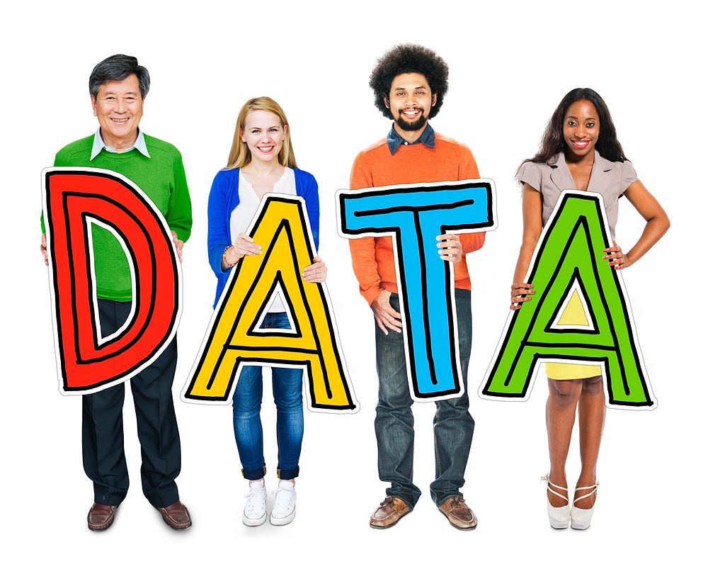 Group of Diverse People Holding Word Data