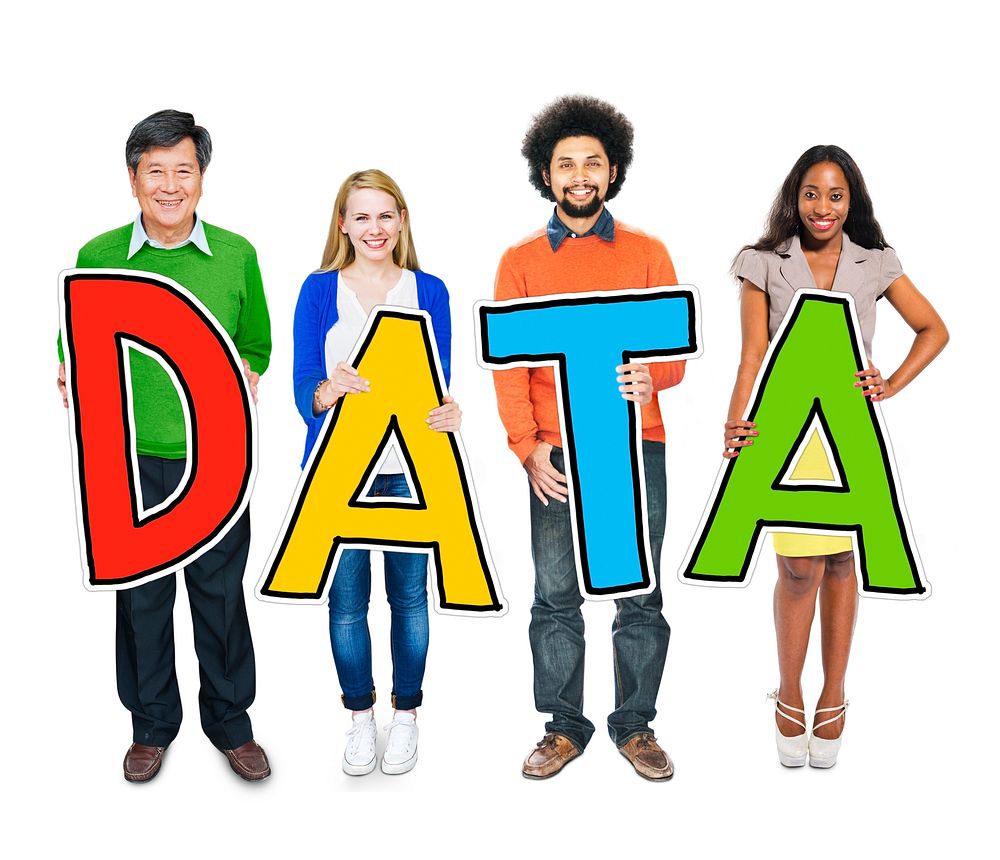 Group of Diverse People Holding Word Data