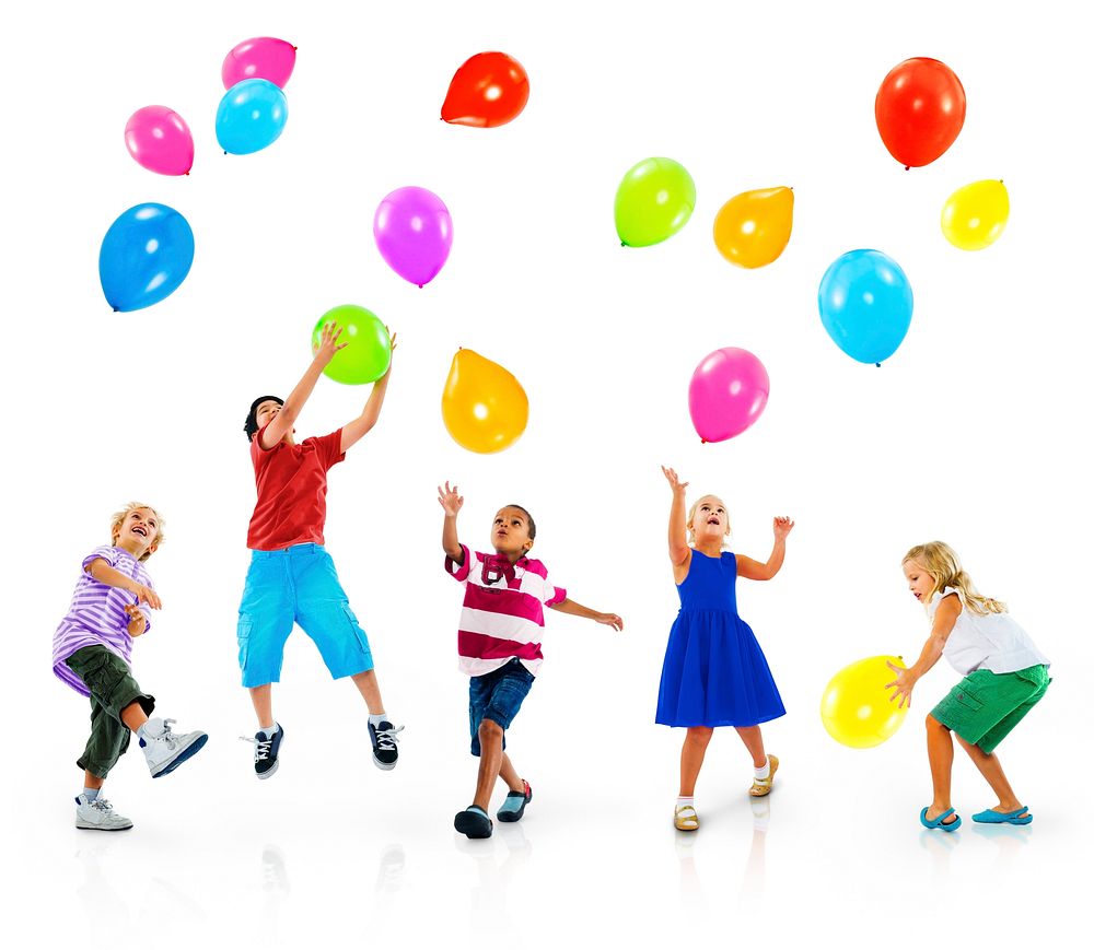 Group of kids playing with balloons