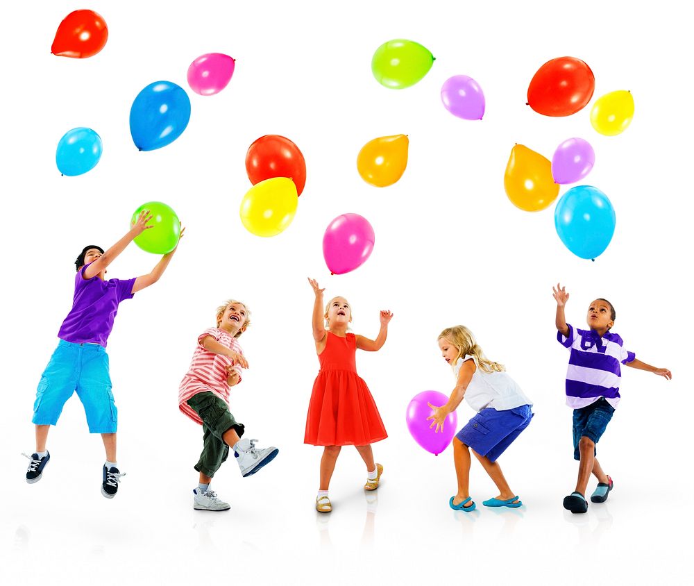 Multiethnic Children Balloon Happiness Friendship Concept