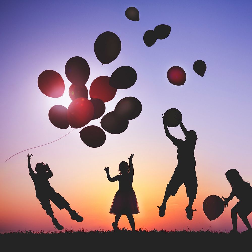 Children Outdoors Playing Balloons Child Concept