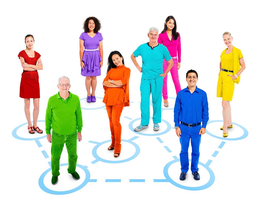 Group of Multi Ethnic Colorful Connected World People