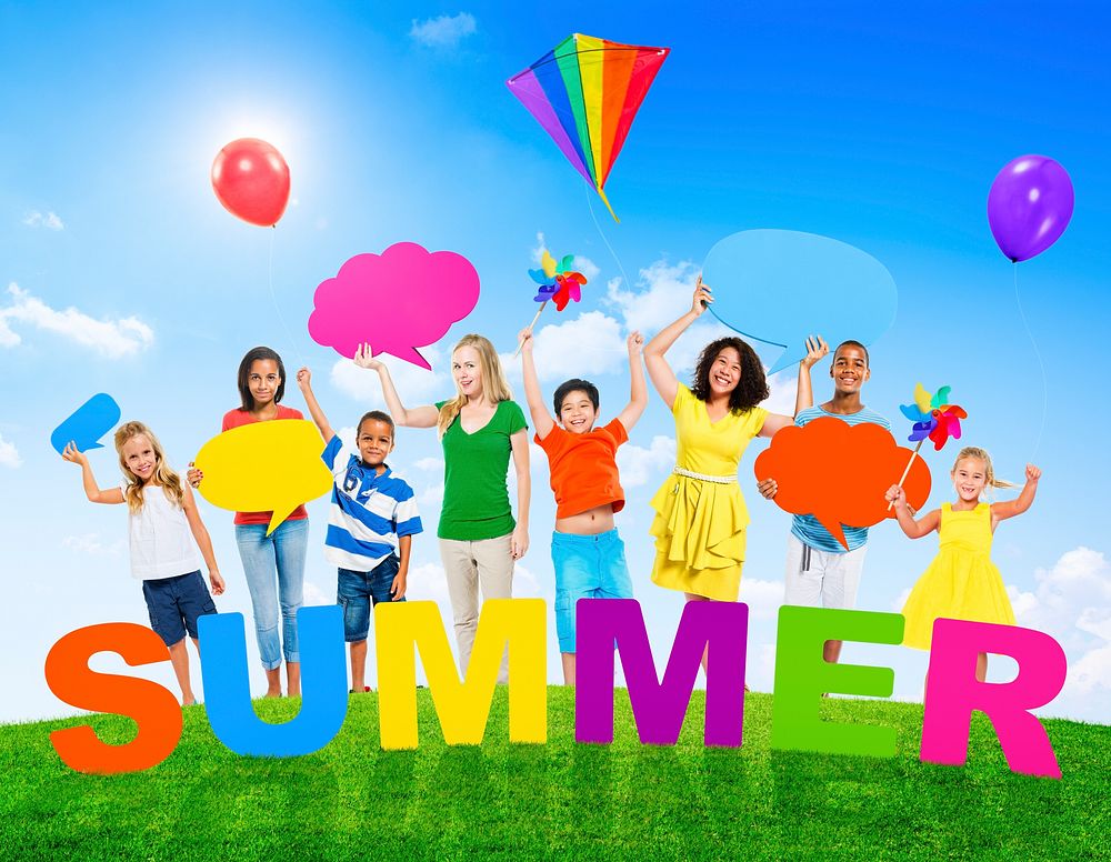 Multi-Ethnic Group of Mixed Age People and Summer Concepts