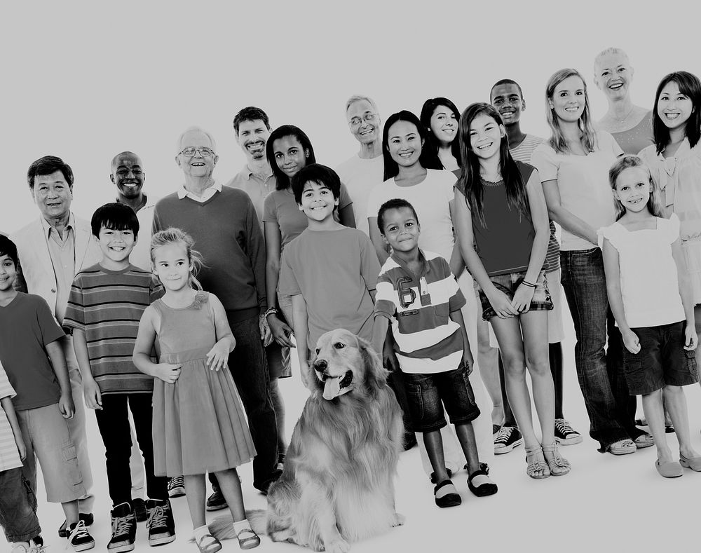 Multi-ethnic group of mixed age people together family Concept