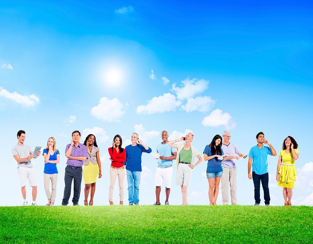 Group Of Multi-Ethnic People Social Networking Outdoors
