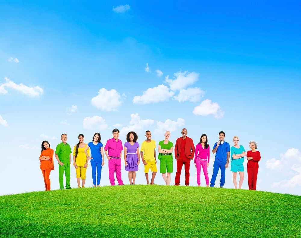 Diverse Colorful People Confidence Outdoors Team Organization Variation