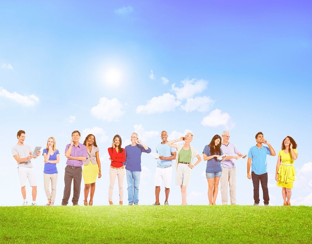 Group Of Multi-Ethnic People Social Networking Outdoors Concept