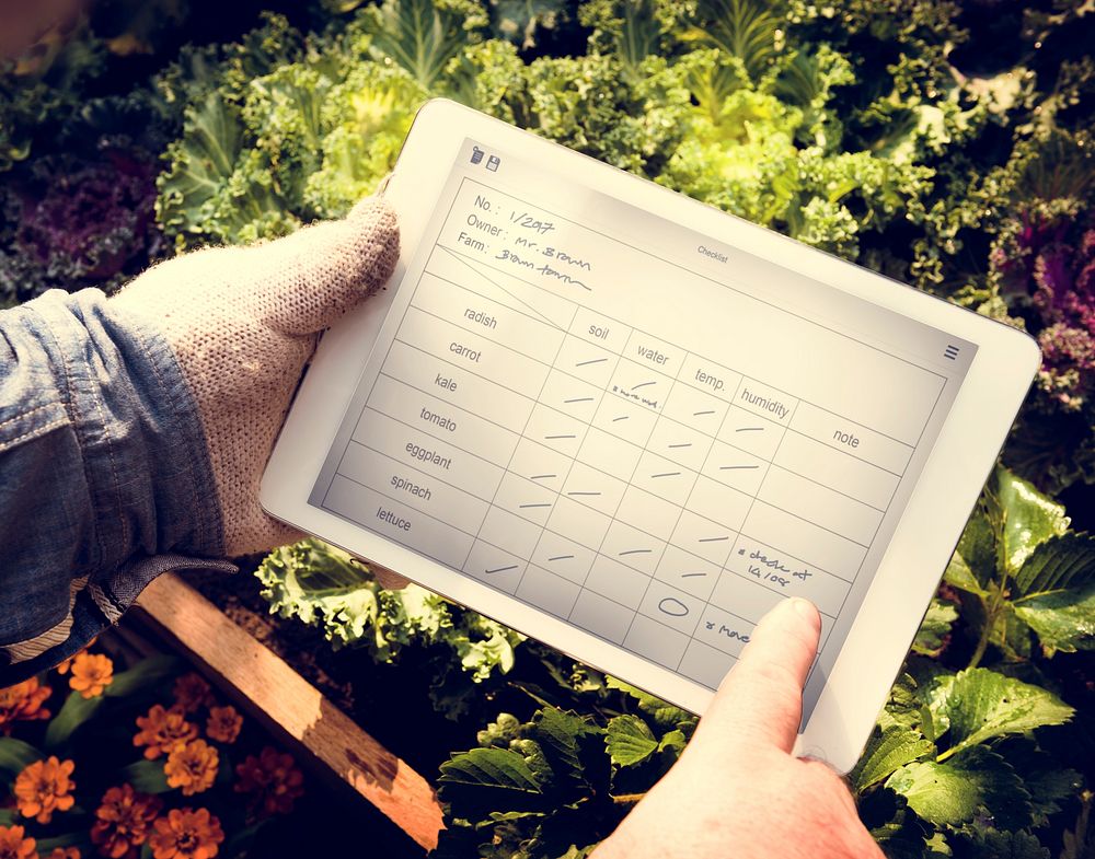 Man Holding Tablet Control Crop Plan List