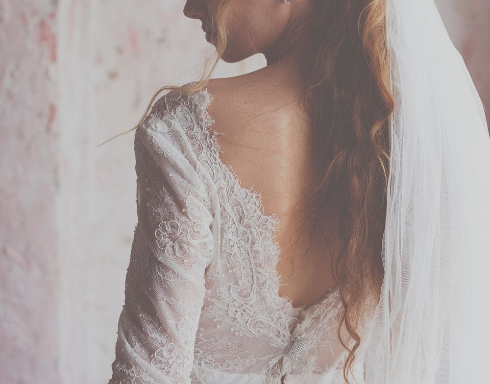 A bride in her wedding gown