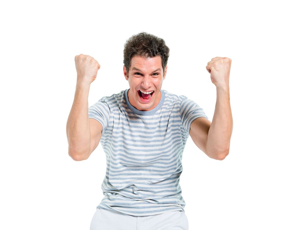 Screaming Casual Man Celebrating Victory