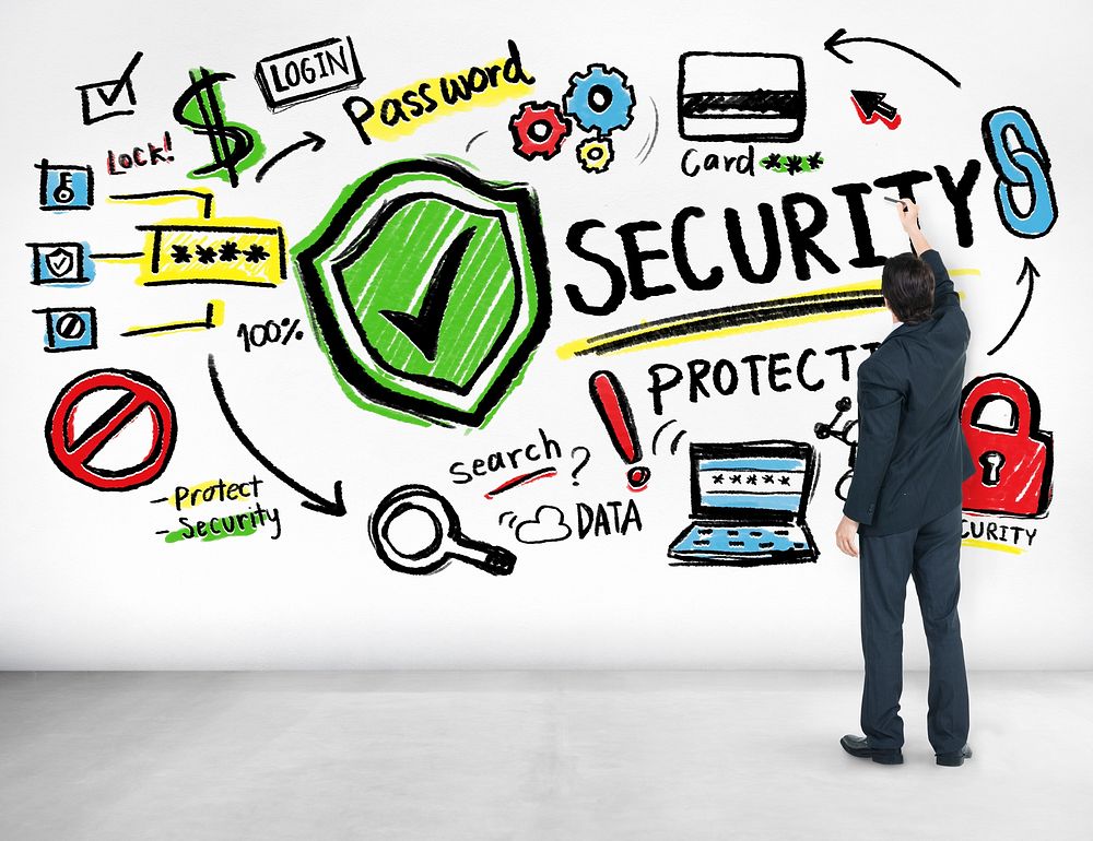 Businessman Writing Planning Security Protection Firewall Concept
