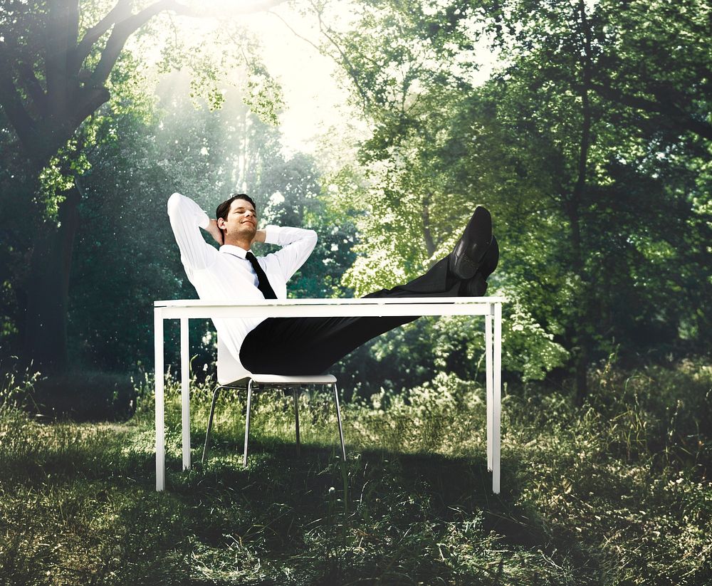 Businessman Working With The Nature Concept