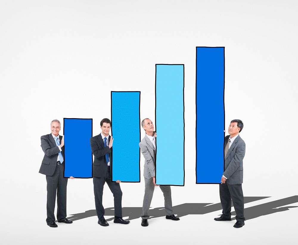 Business People Holding Bar Graph