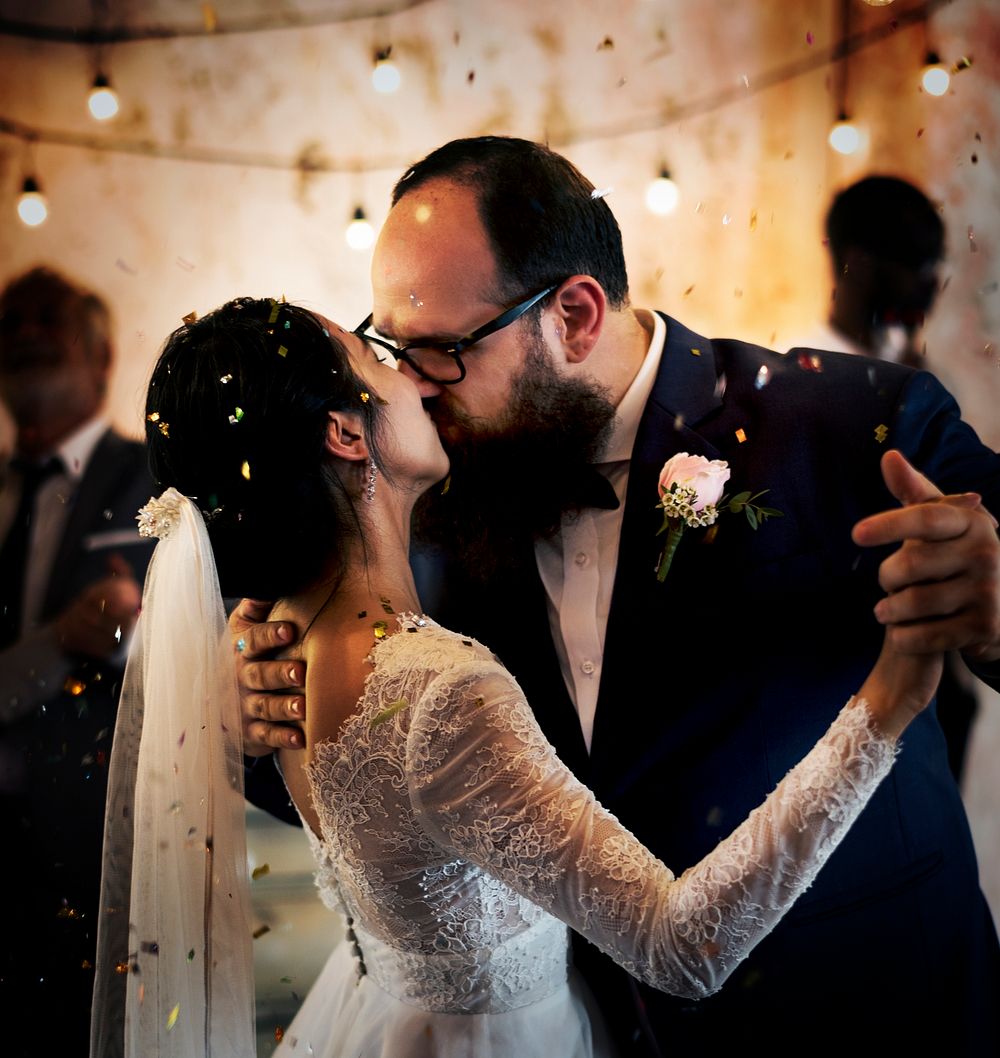 Newlywed Couple Dancing Wedding Celebration