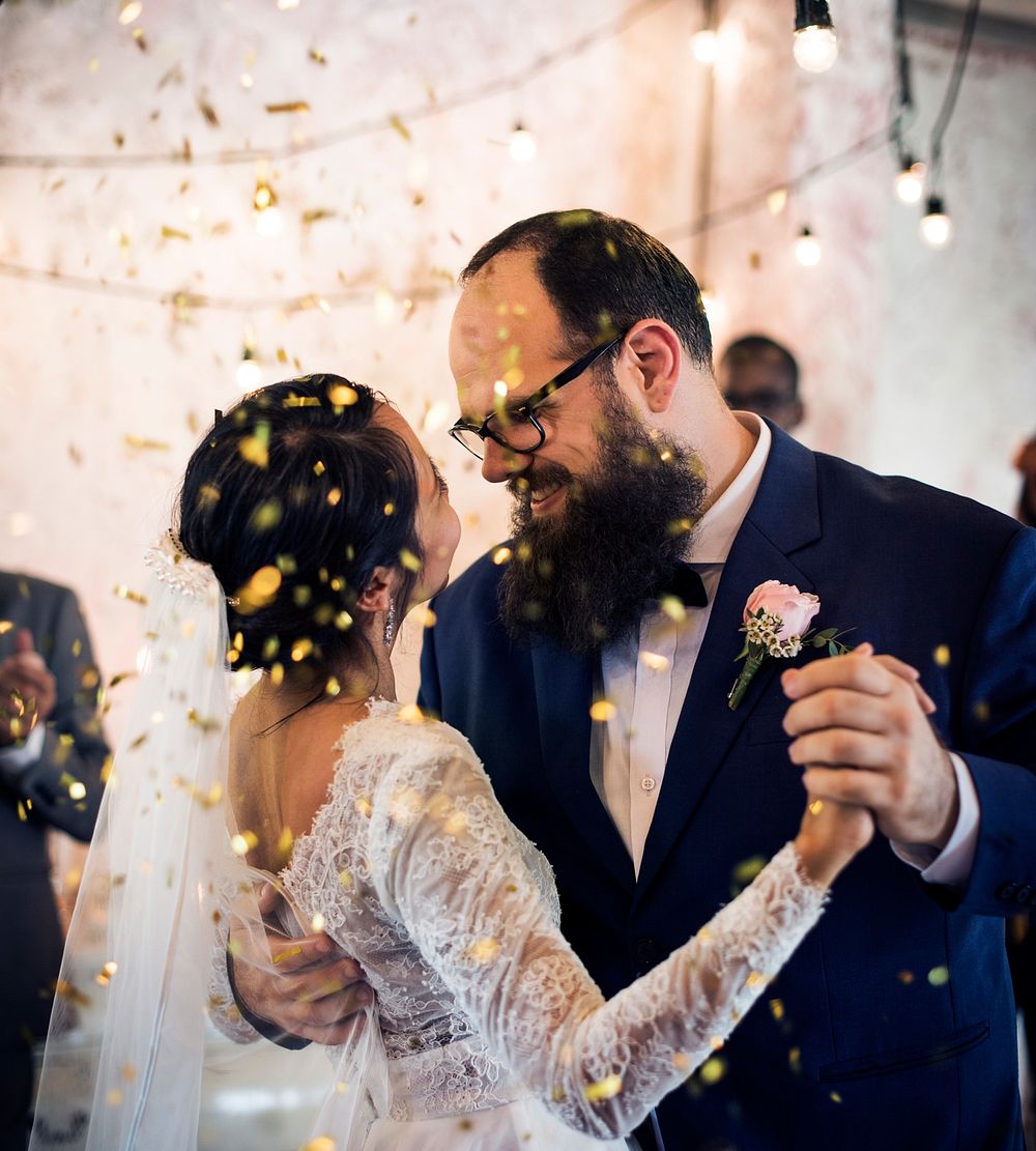 Newlywed Couple Dancing Wedding Celebration