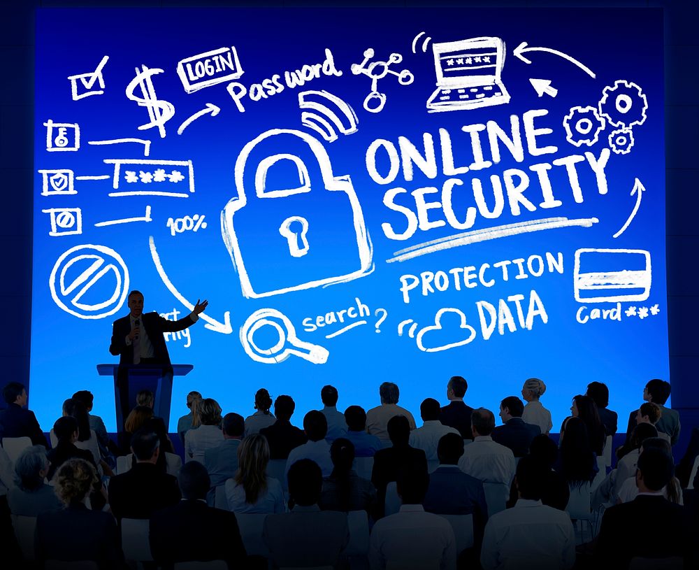 Online Security Protection Internet Safety Business Seminar Concept