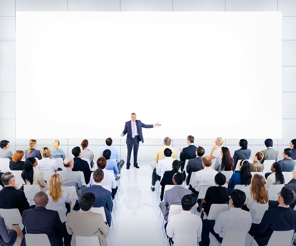 Large group of business people at a conference