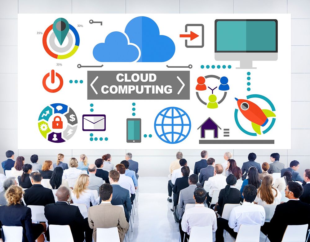 Business People Seminar Global Communications Cloud Computing Concept