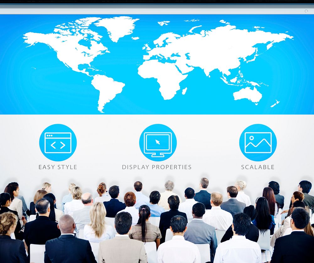 Business People World Map Presentation Concept