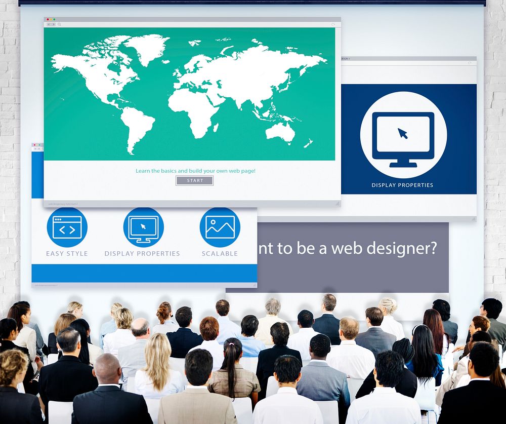 Business People World Map Presentation Concept