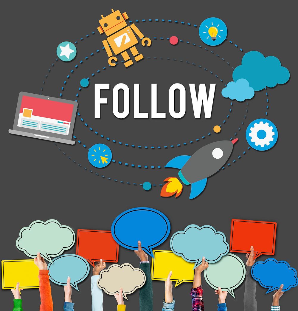 Follow Connecting Networking Sharing Social Media Concept