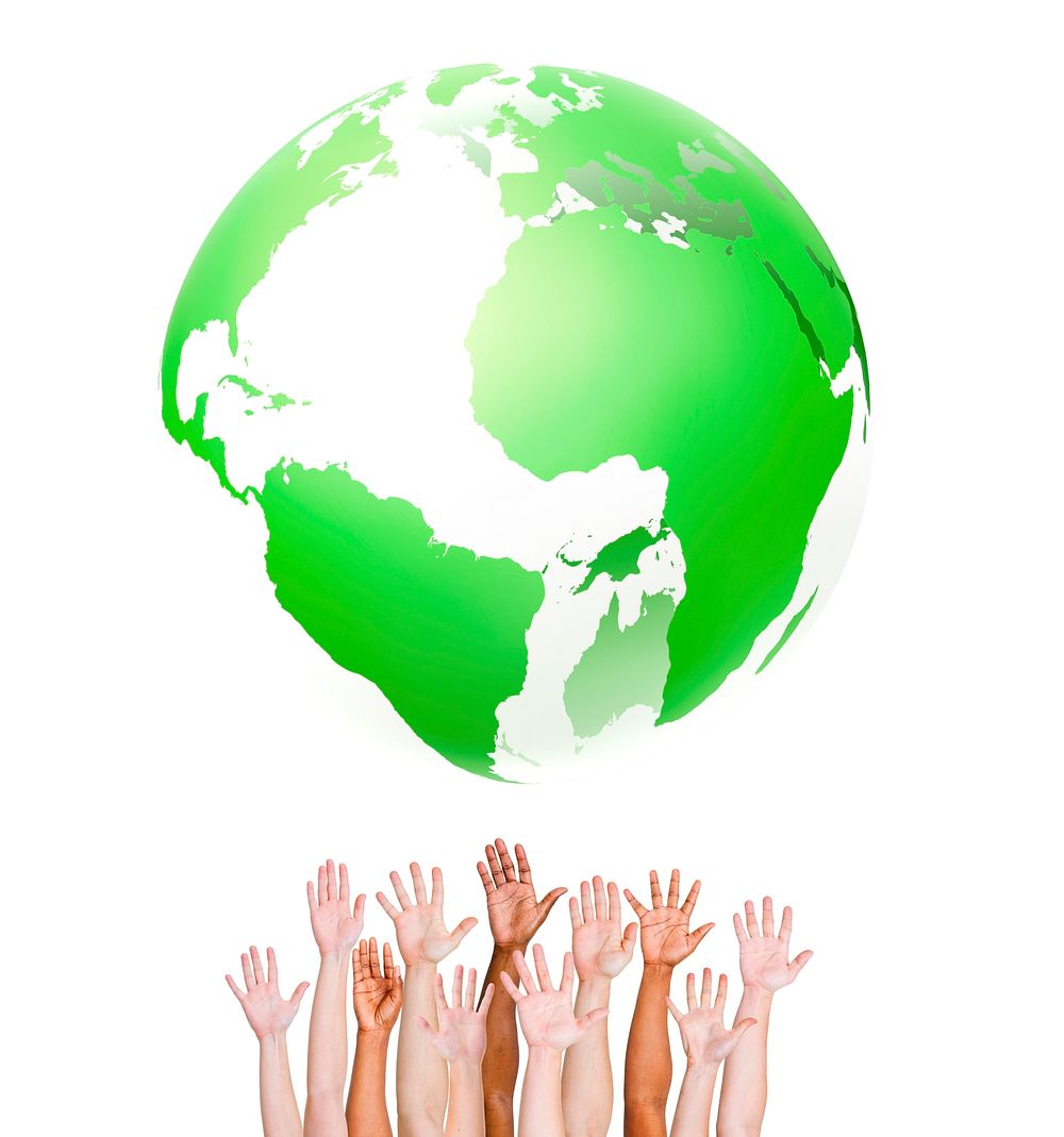 Group of Hands United as One for Global Environmental Preservation