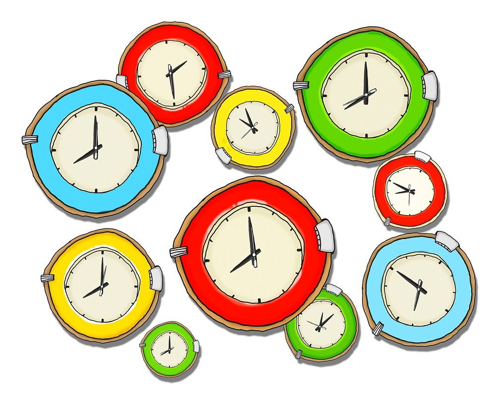 Multicolored Group of Clock Isolated