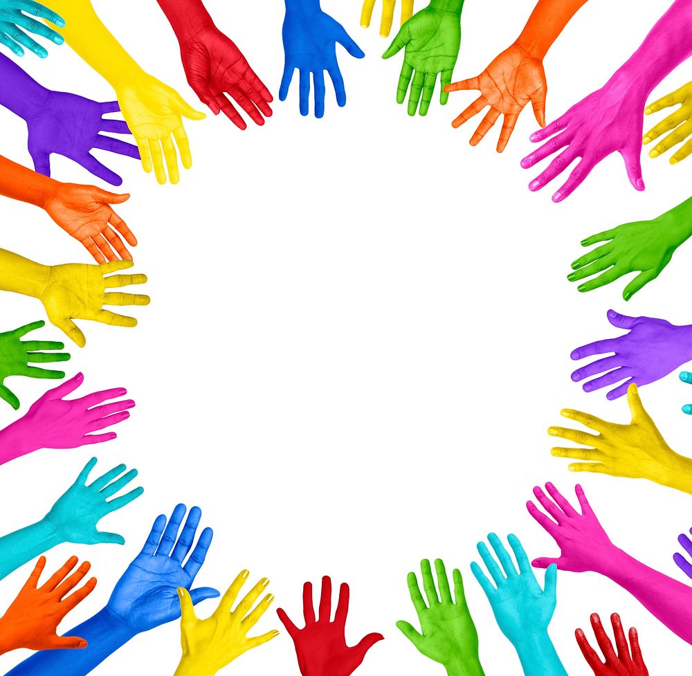 Group of Colorful Hands Forming Circle