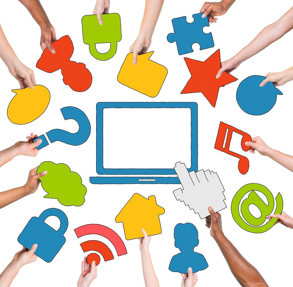 Multi-Ethnic Group of Hands and Internet Concept