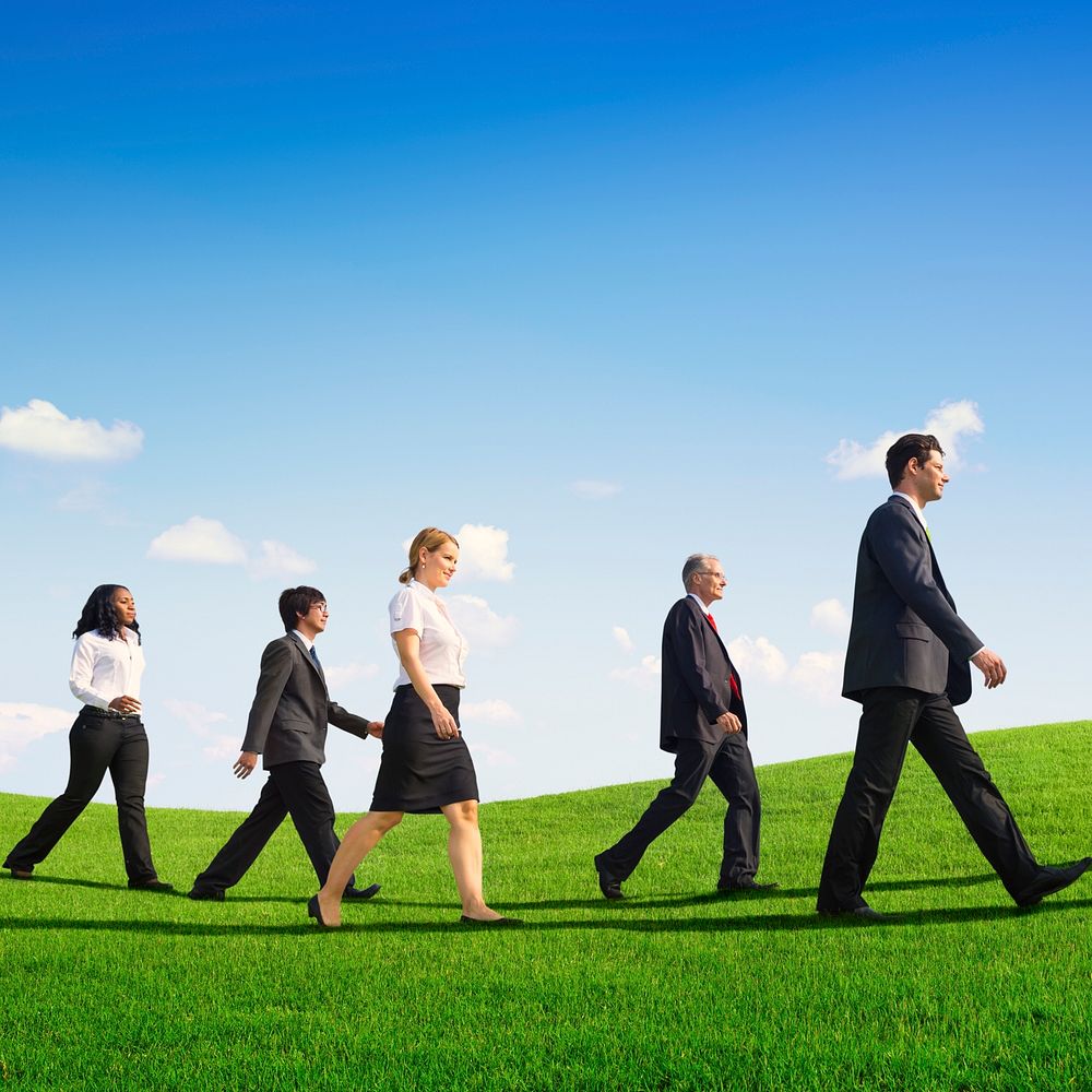 Business People Walking Outdoors the Way Forward Concept