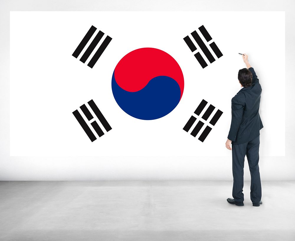 Businessman South Korea National Flag Pride Concept