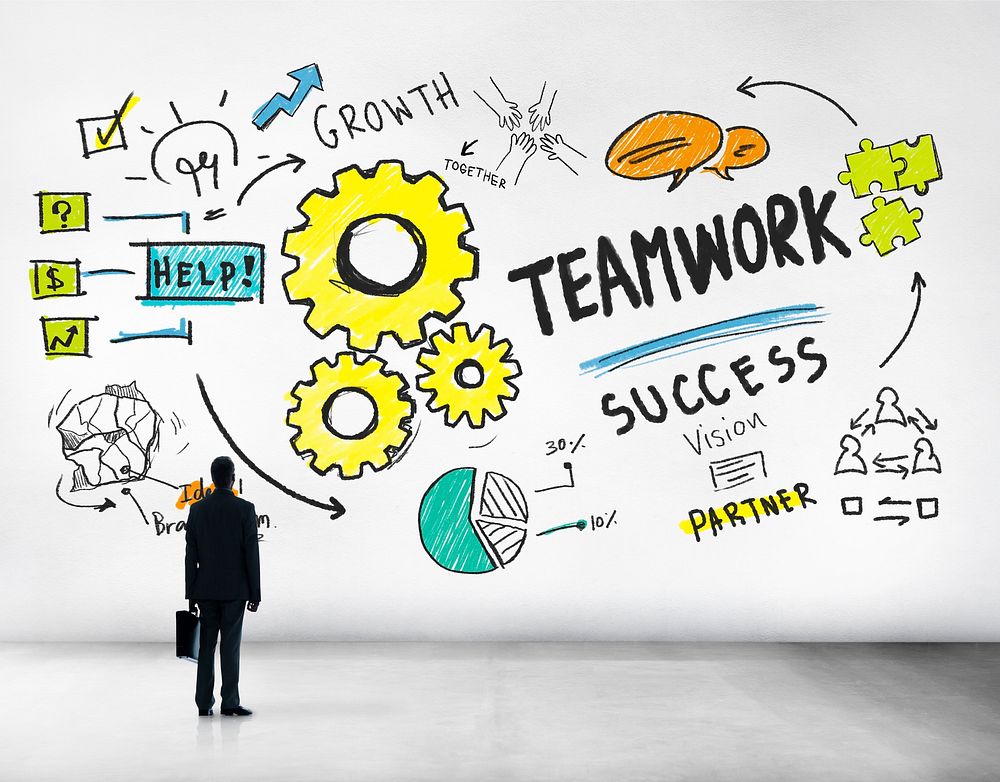Teamwork Team Together Collaboration Businessman Aspiration Goal Concept